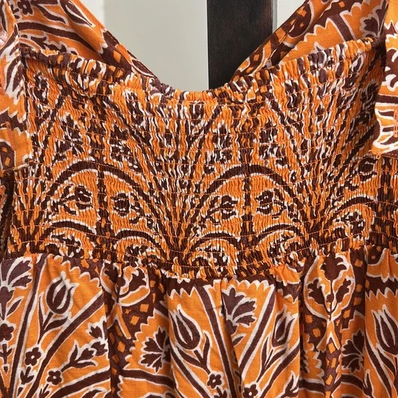 Knox Rose Wide Strap Sleeveless A-Line Dress Coral Orange Floral XL EUC - Picture 5 of 7